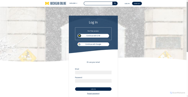 Security scan screenshot of https://online.umich.edu/log-in/