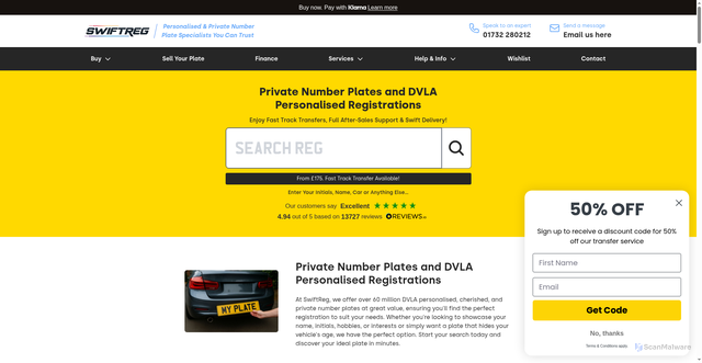 Security scan screenshot of https://swiftreg.co.uk