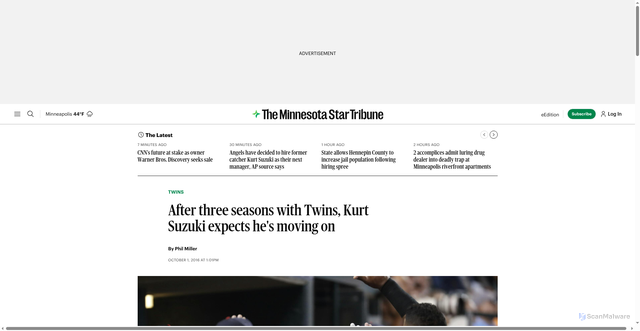 Security scan screenshot of https://www.startribune.com/after-three-seasons-with-twins-kurt-suzuki-expects-he-s-moving-on/395495491
