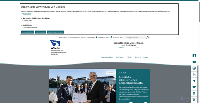 Security scan screenshot of http://www.fgs.wsv.de
