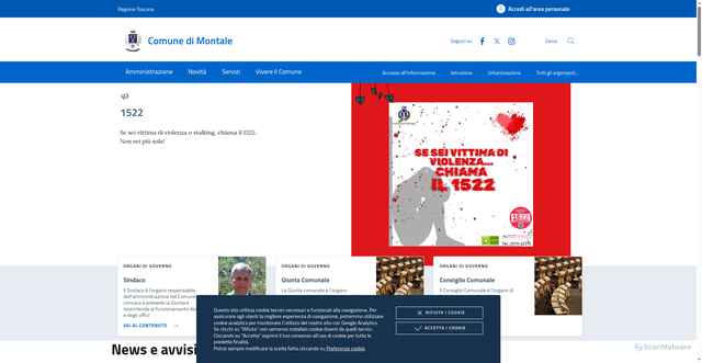 Security scan screenshot of https://www.comune.montale.pt.it/