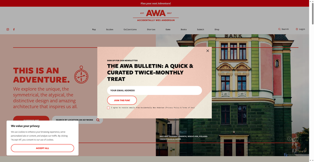 Security scan screenshot of https://accidentallywesanderson.com/