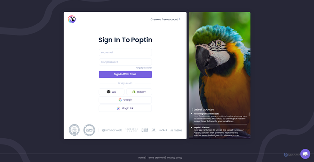 Security scan screenshot of https://app.popt.in/