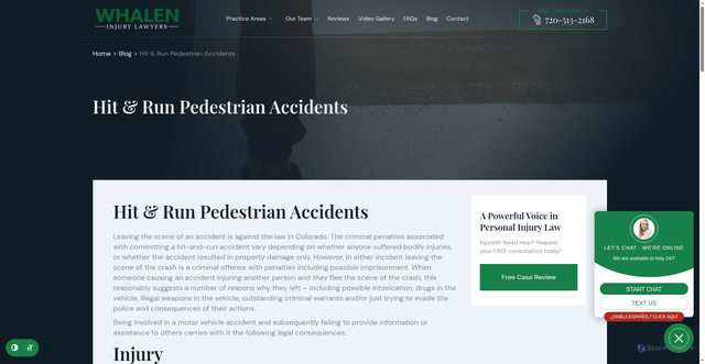 Security scan screenshot of https://www.whaleninjurylawyers.com/hit-run-pedestrian-accidents/