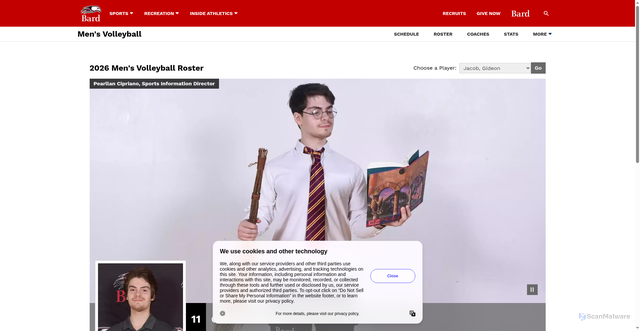 Security scan screenshot of https://bardathletics.com/sports/mens-volleyball/roster/gideon-jacob/7874