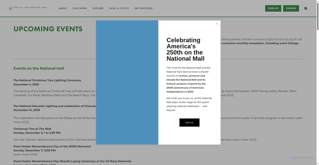 Security scan screenshot of https://nationalmall.org/events