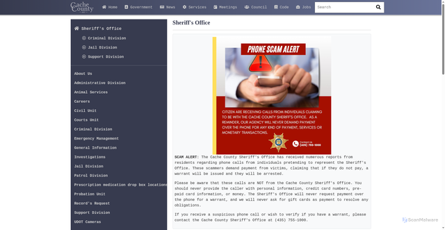Security scan screenshot of https://www.cachecounty.gov/sheriffs-office/