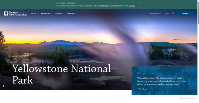 Security scan screenshot of https://www.nationalparks.org/explore/parks/yellowstone-national-park