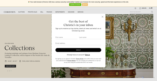 Security scan screenshot of https://www.christies.com