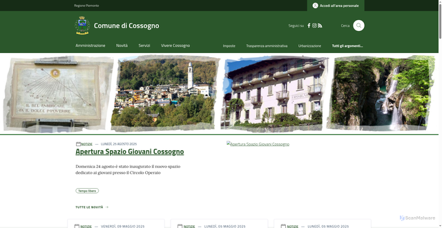 Security scan screenshot of https://www.comune.cossogno.vb.it/