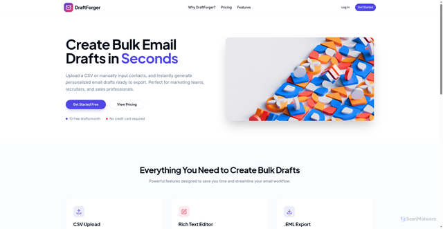 Security scan screenshot of https://draftforger.com/