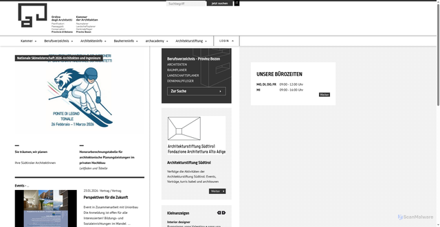 Security scan screenshot of https://arch.bz.it/de/