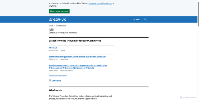 Security scan screenshot of http://www.justice.gov.uk/about/moj/advisory-groups/tribunal-procedure-committee.htm