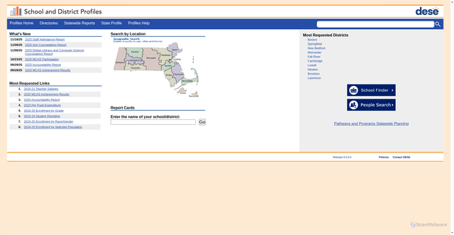 Security scan screenshot of https://profiles.doe.mass.edu/