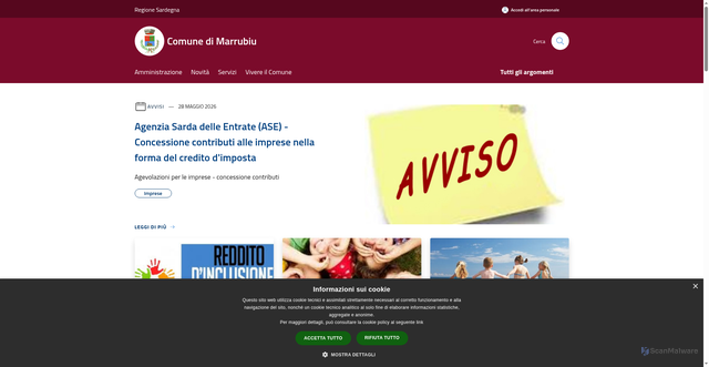 Security scan screenshot of https://www.comunemarrubiu.it