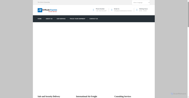 Security scan screenshot of http://airrouteexpress.homes/
