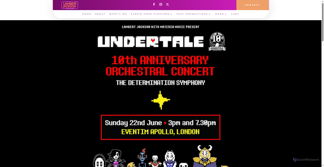Security scan screenshot of https://lambertjackson.co.uk/whats-on/undertale-10th-anniversary-orchestral-concert