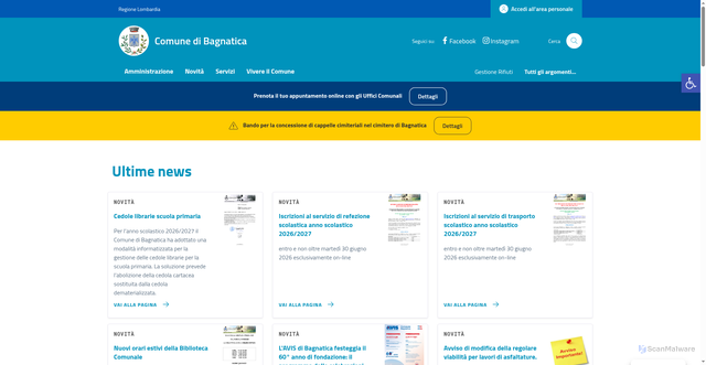Security scan screenshot of https://www.comune.bagnatica.bg.it
