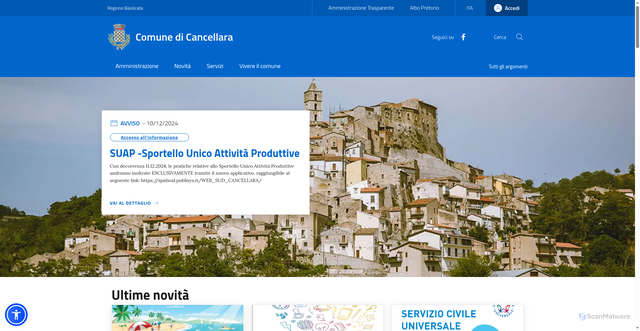 Security scan screenshot of https://www.comune.cancellara.pz.it