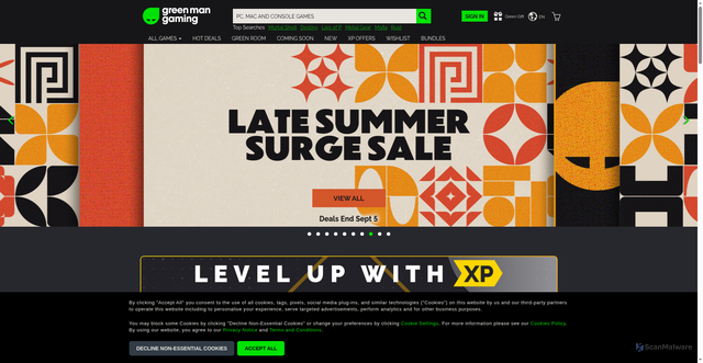 Security scan screenshot of https://greenmangaming.com