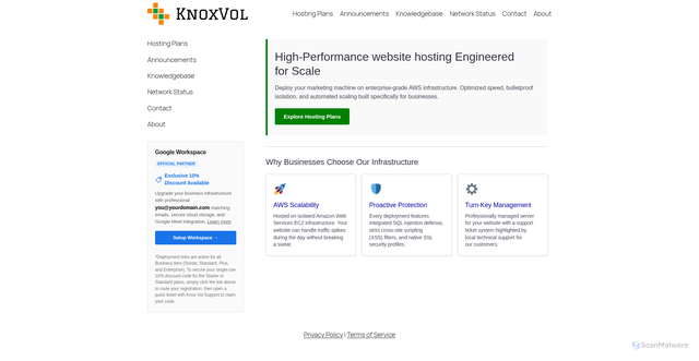 Security scan screenshot of https://knoxvol.com