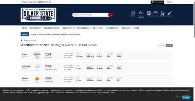 Security scan screenshot of https://www.silverstatechronicle.com/weather-forecast/US,Las%20Vegas?region=Nevada