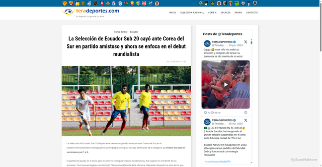 Security scan screenshot of https://www.teradeportes.com/futbol-ecuador-seleccion-nacional-la-seleccion-de-ecuador-sub-20-cayo-ante-corea-del-sur-en-partido