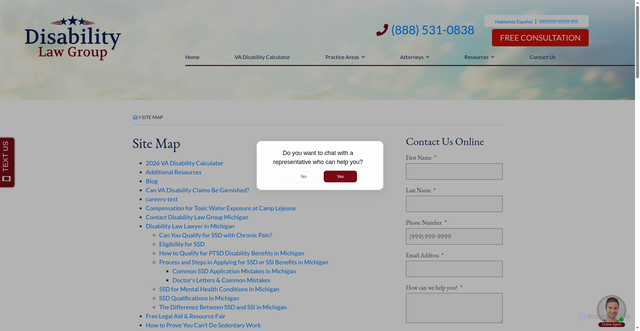 Security scan screenshot of https://disabilitylawgroup.com/site-map/