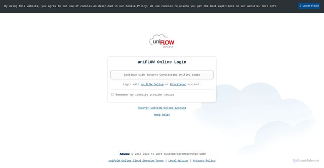 Security scan screenshot of https://yonkerscontractingco.us.uniflowonline.com