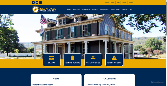 Security scan screenshot of https://glendalewv.gov/