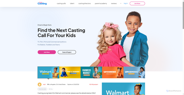 Security scan screenshot of https://kidscasting.com