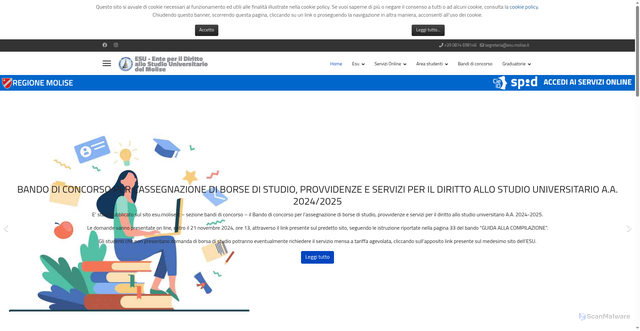 Security scan screenshot of https://www.esu.molise.it/