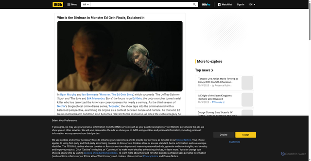 Security scan screenshot of https://m.imdb.com/news/ni65507572/?ref_=ttnw_art_perm