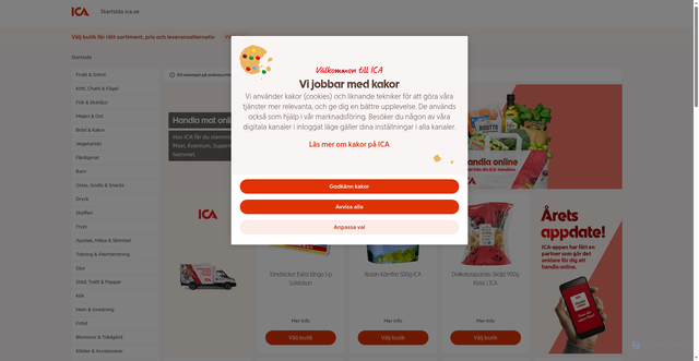 Security scan screenshot of https://handla.ica.se/