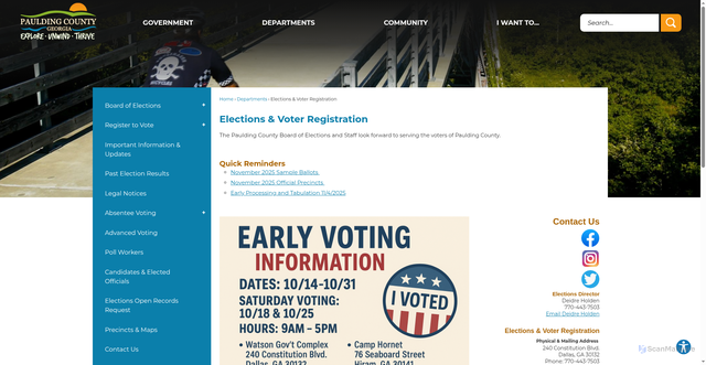 Security scan screenshot of https://www.paulding.gov/216/Elections-Voter-Registration