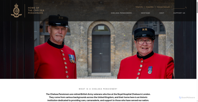 Security scan screenshot of https://chelsea-pensioners.co.uk/