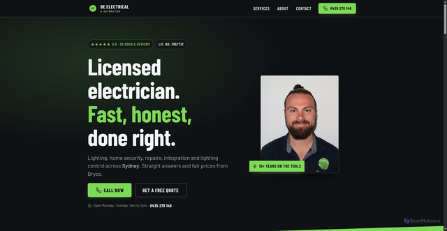 Security scan screenshot of https://beelectrical.pages.dev/