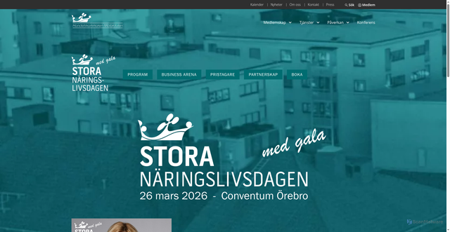 Security scan screenshot of https://handelskammarenmalardalen.se/storanaringslivsdageno/