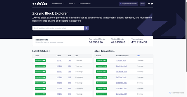 Security scan screenshot of https://zksync.network
