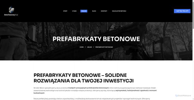 Security scan screenshot of https://betontowarowy24.pl/?p=3914