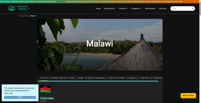 Security scan screenshot of https://horizonjumpers.com/africa/malawi-travel/