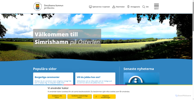 Security scan screenshot of https://www.simrishamn.se/