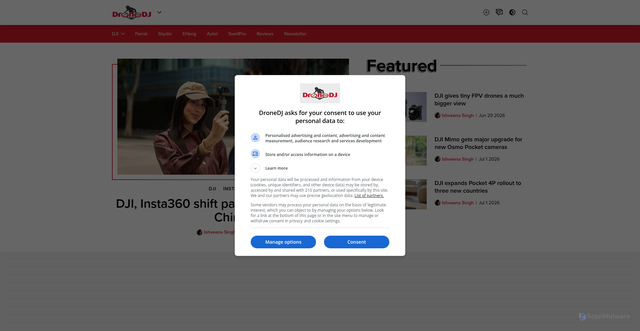 Security scan screenshot of https://dronedj.com/