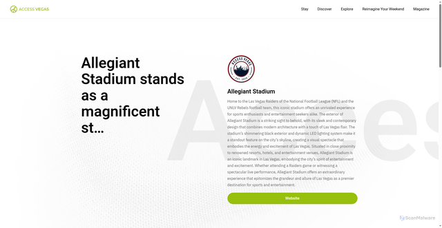 Security scan screenshot of https://www.access.vegas/activity/allegiant-stadium/