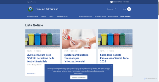 Security scan screenshot of https://comune.caravino.to.it/