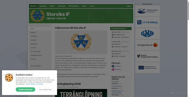 Security scan screenshot of https://storviksif.nu