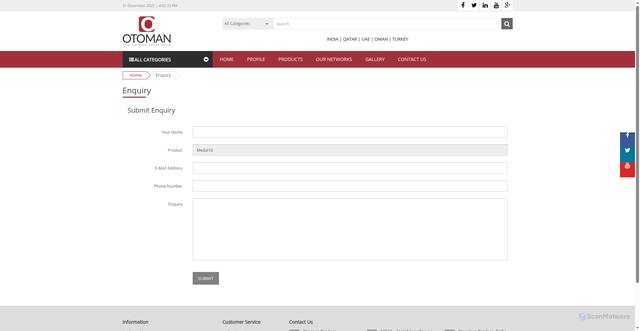 Security scan screenshot of http://otomanonline.salihmc.com/enquiry.php?id=141