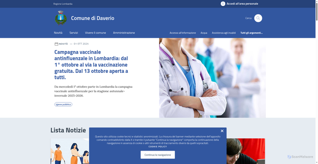 Security scan screenshot of https://www.comune.daverio.va.it/
