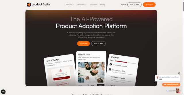 Security scan screenshot of https://productfruits.com