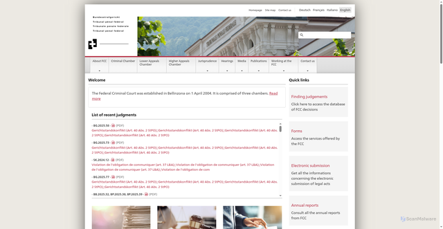 Security scan screenshot of https://www.bstger.ch/
